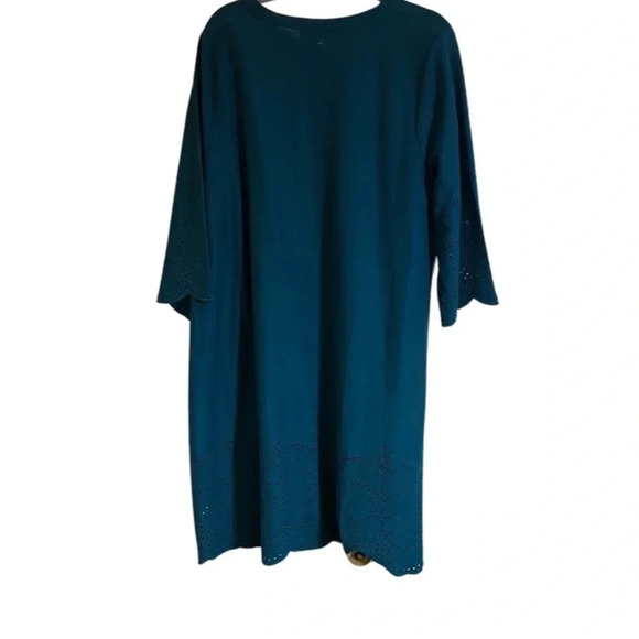 J. Jill Pacific Teal Eyelet Trimmed Cotton Dress Size Large - Picture 7 of 10